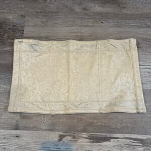 Vintage Carnot-ette Satin Corset Cream Floral Jacquard Boned Bustier L